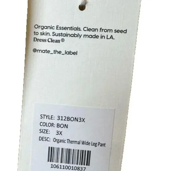 Mate the Label Women's Plus Organic Thermal Wide Leg Pants Bone Sz 3X NWOT $138‎ - Picture 9 of 9